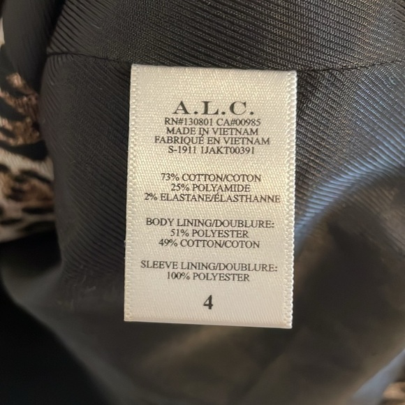 A.L.C.‎ Alton Blazer Women’s Size 4 Double Breasted Leopard Print Gold Buttons - Picture 9 of 10